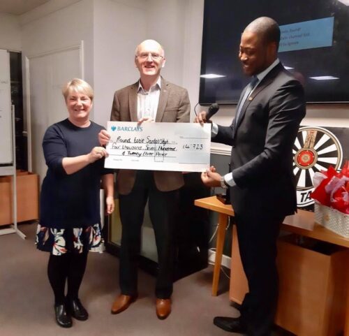 Cheque presented by Colchester Round Table 367