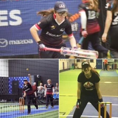 Chloe playing indoor Cricket for England under 17s