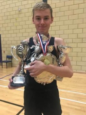Martin with all his Trampolining medals
