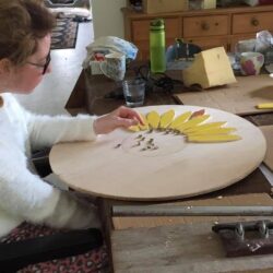 Amy making sunflower table