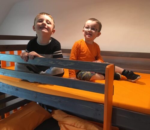 Edward and his brother on the bunk bed