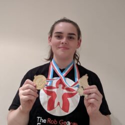 Ashley Lewis with medals