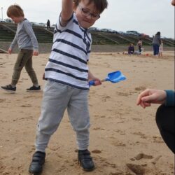 Edward making sandcastle