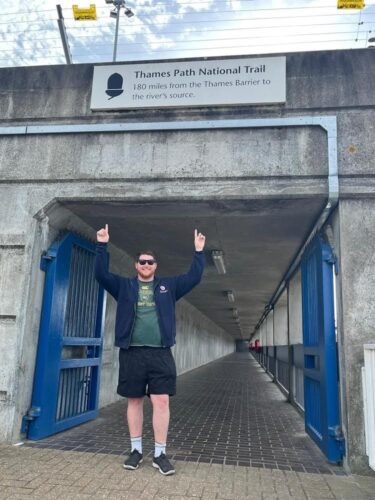 Glen completing his Thames path challenge.