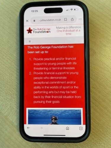 RGF website on a mobile phone screen